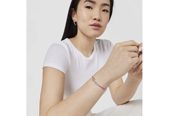 SILVER BRACELET LOGO PINK NYLON CORD