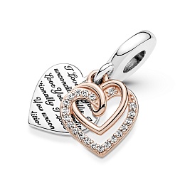 Heart Sterling Silver and 14k rose Gold-plated dangle with clear cubic circonia/ 781062C01