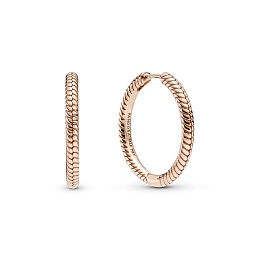 Snake chain pattern 14k rose gold-plated hoop earr