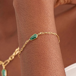 MALACHITE EMBLEM CHAIN BRACELET