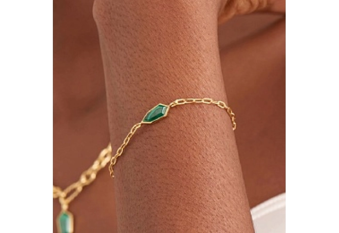 MALACHITE EMBLEM CHAIN BRACELET