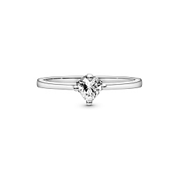 Heart sterling silver ring with clear cubic zircon