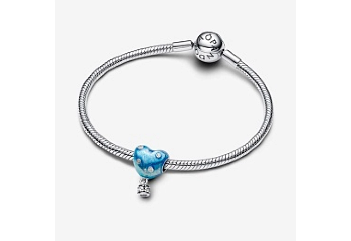 Heart hot air balloon sterling silver charm with c