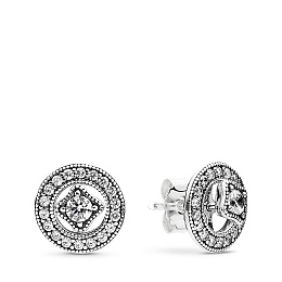 Silver stud earrings with detachable earring jackets and clear cubic zirconia / Серебряные серьги-пу