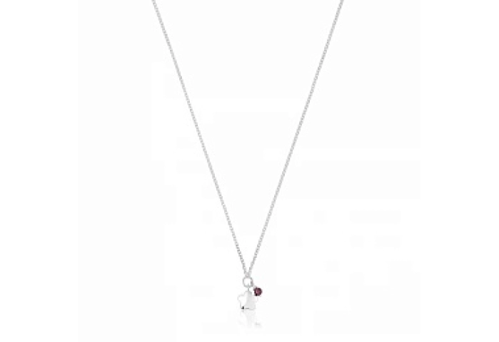 SILVER CHOKER RHODOLITE GEMSTONE 45CM