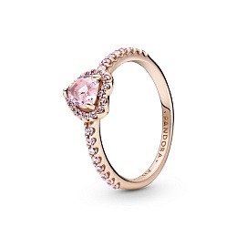Heart 14k rose gold-plated ring with orchid pink crystal and fancy fairy tale pink zirconia/Кольцо с