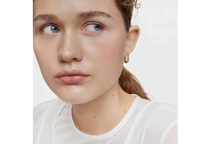 SILVER GOLD PLATED EARRINGS OVAL 18.2MM