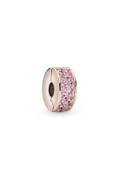PANDORA Rose clip with pink cubic zirconia and sil