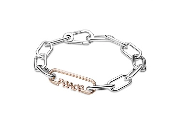 Peace script 14k rose gold-plated word link /789698C00