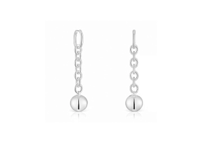 SILVER EARRINGS CHAIN BALL 48MM