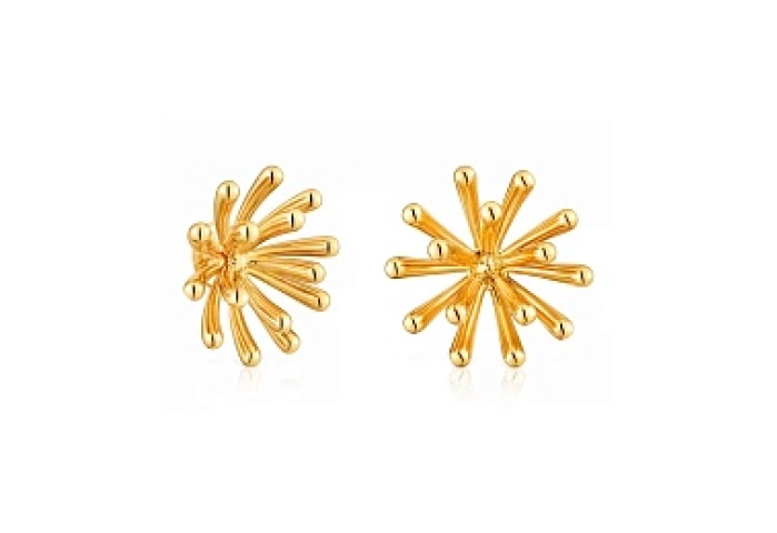 SILVER GOLD PLATED EARRINGS 28MM PUSHBACK