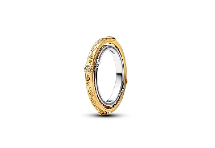 Game of Thrones Astrolabe spinning sterling silver and 14k gold-plated ring with clear cubic zirconi