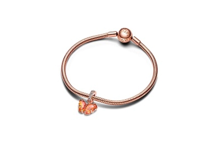 Butterfly 14k rose gold-plated dangle with bi-colo