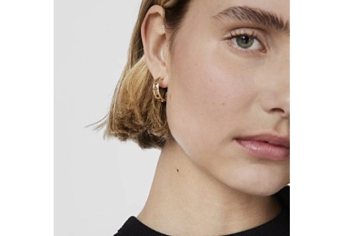 SILVER GOLD PLATED EARRINGS 16,5MM LOGO