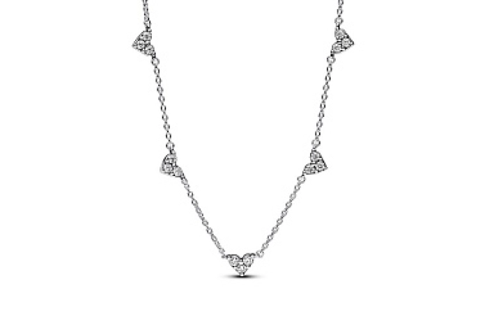 Hearts sterling silver collier with clear cubic zirconia