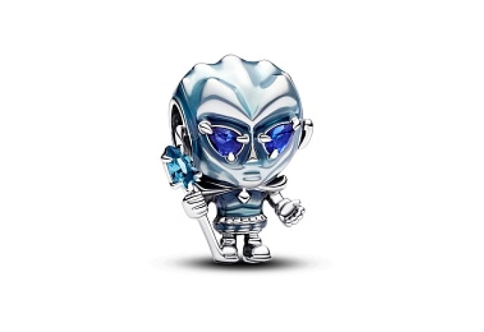 Game of Thrones White Walker sterling silver charm with icy green, stellar blue crystal and light bl
