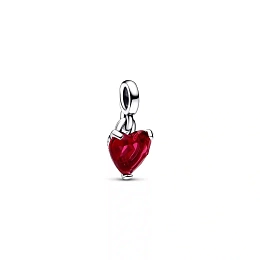 Heart sterling silver mini dangle with cherries jubilee red crystal