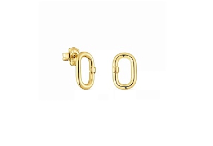SILVER GOLD PLATED OVAL EARRINGS 10MM