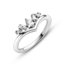 Wishbone sterling silver ring with clear cubiczirconia /199109C01-50