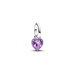 Heart sterling silver mini dangle with royal purple crystal and purple enamel