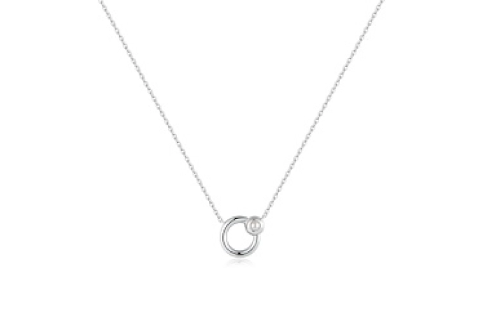 Silver Hoop Freshwater cultured pearl Necklace