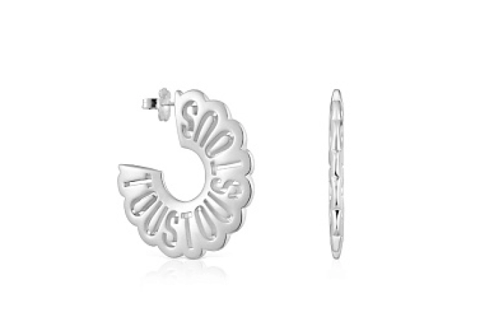 SILVER OPENWORK EARRINGS 48MM