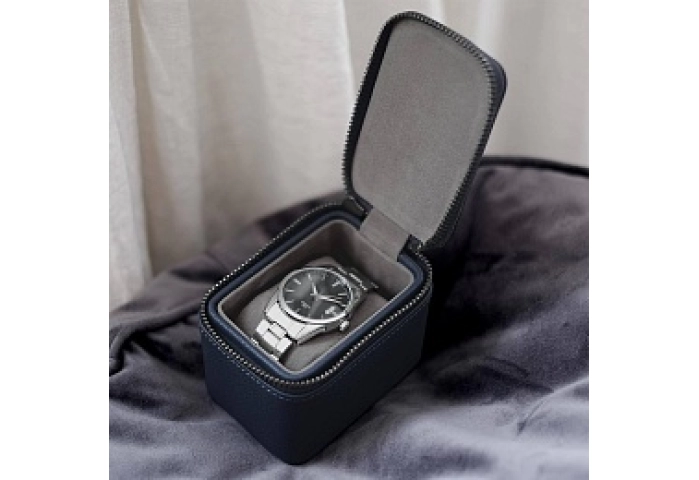 Navy Blue Single Zipped Watch Box 
