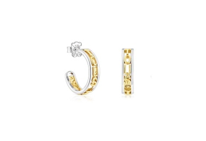 SILVER GOLD PLATED EARRINGS 16,5MM LOGO