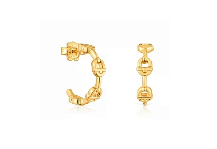 SILVER GOLD PLATED HOOP EARRINGS CHAIN