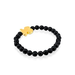 ONYX SILVER GOLD PLATED BEAR BRACELET