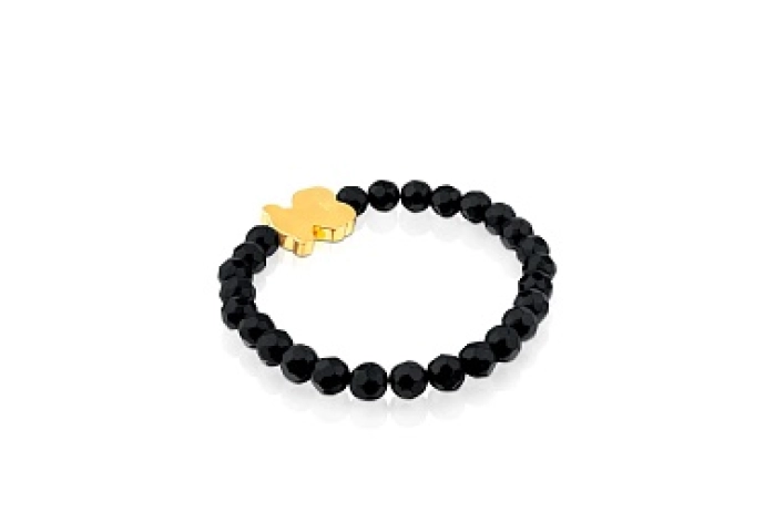 ONYX SILVER GOLD PLATED BEAR BRACELET