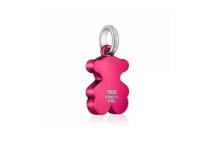 PINK S.STEEL/SILVER PENDANT BEAR 12MM