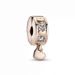 Heart 14k rose gold-plated clip with clear cubic z