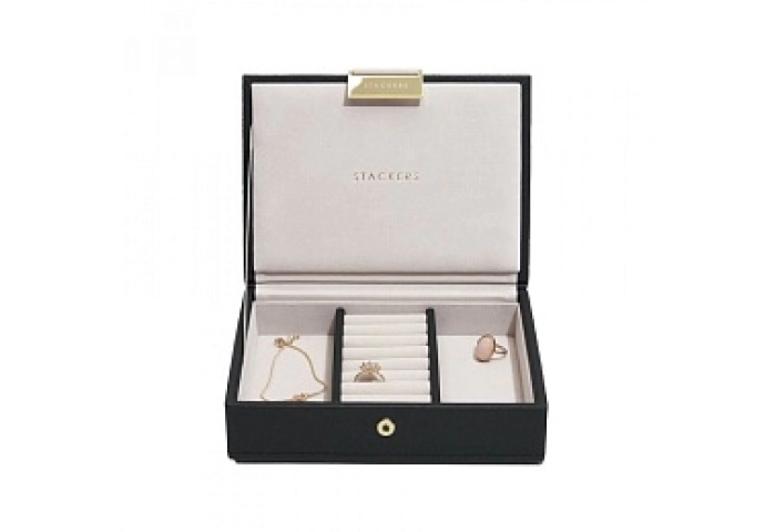 STACKERS MINI BLACK LIDDED (PALE GOLD FITTING)