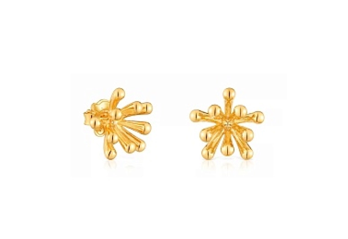 SILVER GOLD PLATED EARRINGS 17MM PUSHBACK