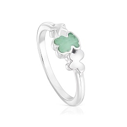 SILVER RING AMAZONITE BEAR N12