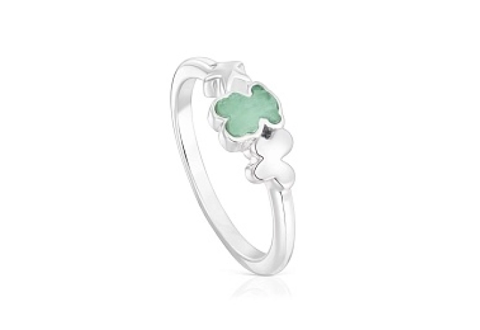 SILVER RING AMAZONITE BEAR N12