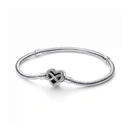 Snake chain sterling silver bracelet with infinity