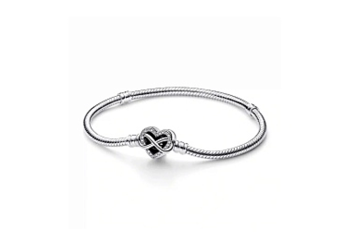 Snake chain sterling silver bracelet with infinity