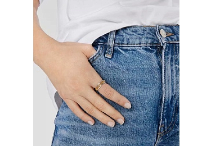 SILVER GOLD PLATED RING BICOLOR LOGO 12