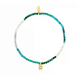 SILVER GOLD PLATED BRACELET MULTI GEMS GREEN