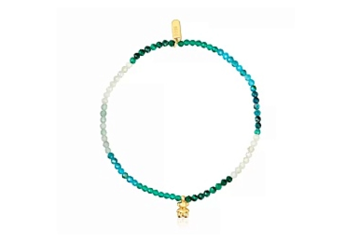 SILVER GOLD PLATED BRACELET MULTI GEMS GREEN