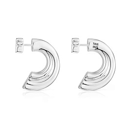 SILVER HOOP EARRINGS 25MM BEAR PUSH BACK