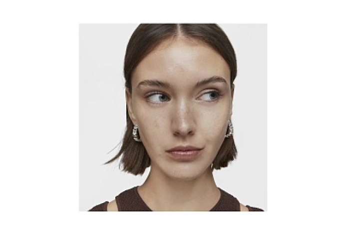 SILVER HOOP EARRINGS BEAR CHAIN 22MM