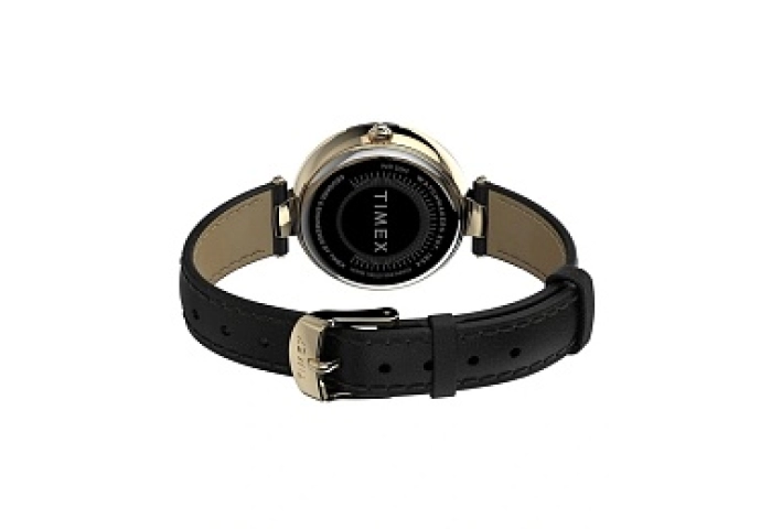 Womens Jewelry Inspired Gold Tone Case with Crystal and Black Strap