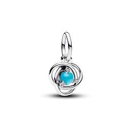 Sterling silver dangle with capri blue crystal and clear cubic zirconia