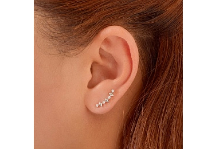 Silver Multi Sparkle Climber Studs