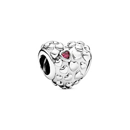 Mum silver charm with red cubic zirconia