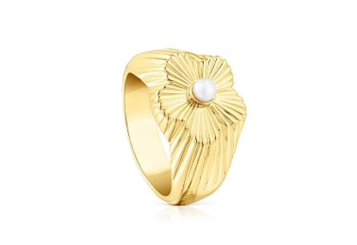SILVER GOLD PLATED RING CULTUR.PEARL N14