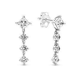 Sterling silver stud earrings with clear zirconia /290045C01